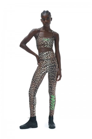 Ganni Active Ultra High Taille Leggings Leopard | 879-DZSYIN