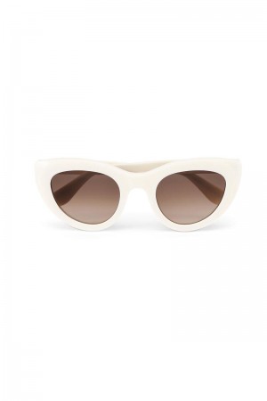 Ganni Biodegradable Acetate Cat Eye Sonnenbrille Beige | 817-XRTOQW