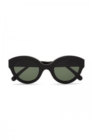 Ganni Biodegradable Acetate Chunky Round Sonnenbrille Schwarz | 169-ALVKPS