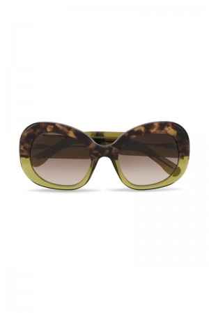 Ganni Biodegradable Acetate Oversized Retro Sonnenbrille Grün | 347-IGUQPJ