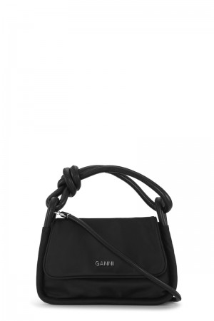 Ganni Knot Flap Over Shoulder bag Schwarz | 348-ILKTJO