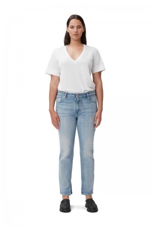 Ganni Kompfort Stretch Beksi Jeans Hellblau | 241-LKQJIP