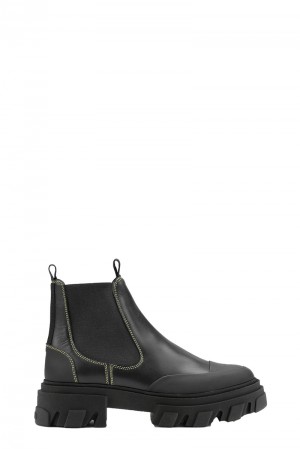 Ganni Low Chelsea Stiefel Schwarz | 571-WNIJOQ