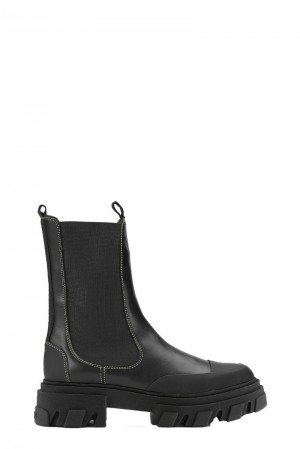 Ganni Mid Chelsea Stiefel Schwarz | 064-TGVARJ