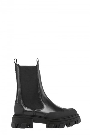 Ganni Mid Chelsea Stiefel Schwarz | 237-WZITPR