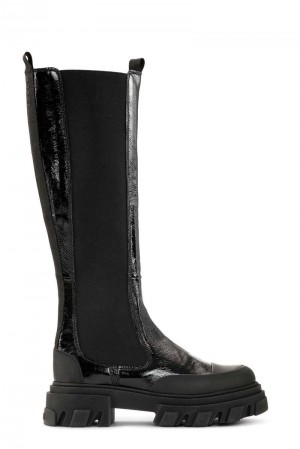 Ganni Naplack High Chelsea Stiefel Schwarz | 916-HXFCNQ