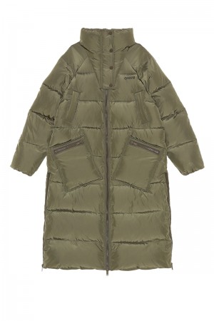 Ganni Oversized Tech Puffer Mäntel Olivgrün | 650-NLZBRH