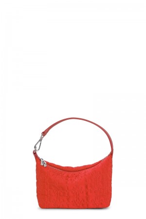 Ganni Small Butterfly Pouch Satin Shoulder bag Rot | 930-MCTYBH