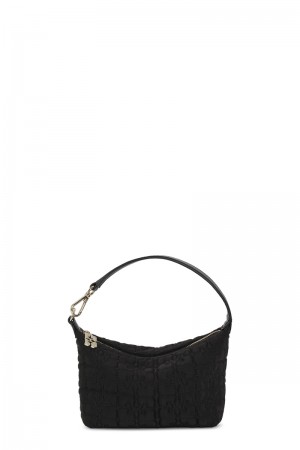 Ganni Small Butterfly Pouch Satin Shoulder bag Schwarz | 689-XEFJUI