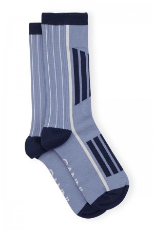 Ganni Sportliche Socken Silber Blau | 583-RIBTOV