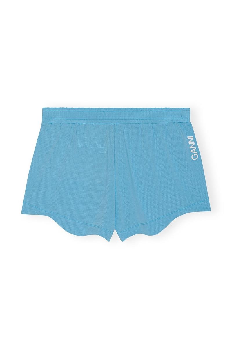 Ganni Active Mesh Kurze Hose Blau | 493-RIEOCN