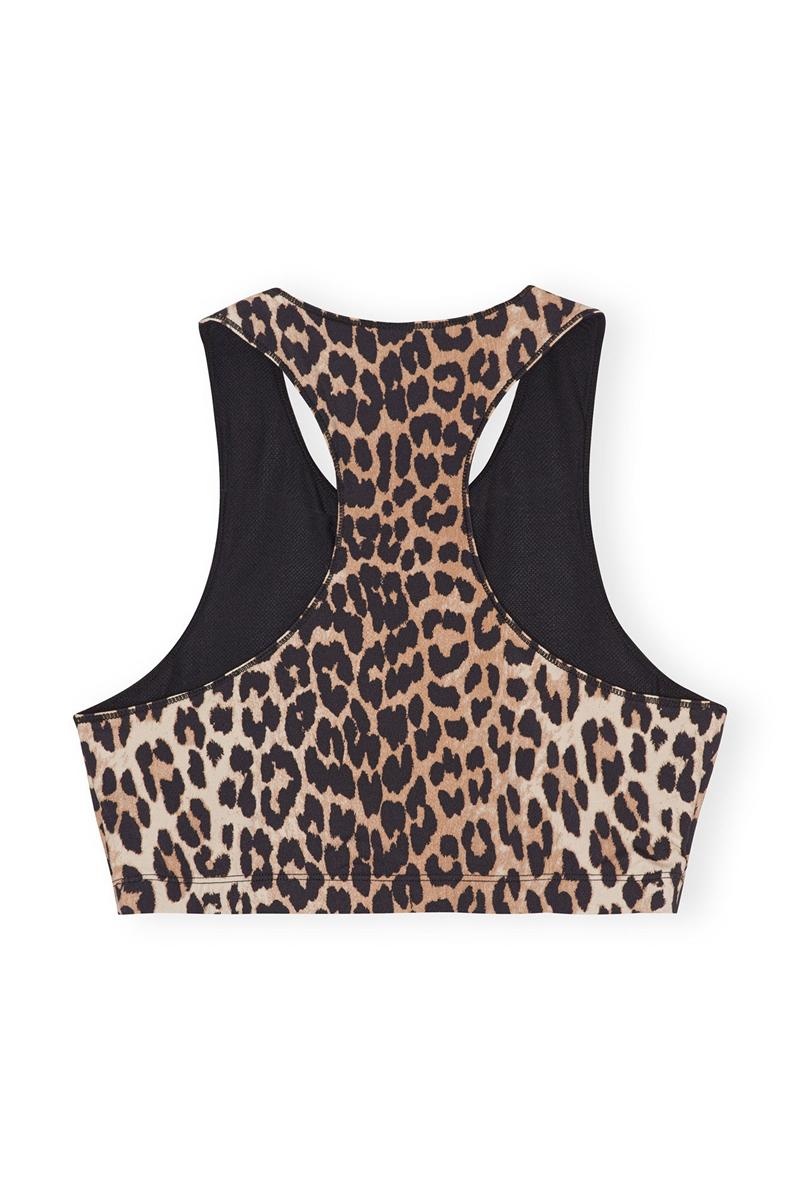 Ganni Active Racerback Reißverschluss Oberteile Leopard | 689-DLSPTG