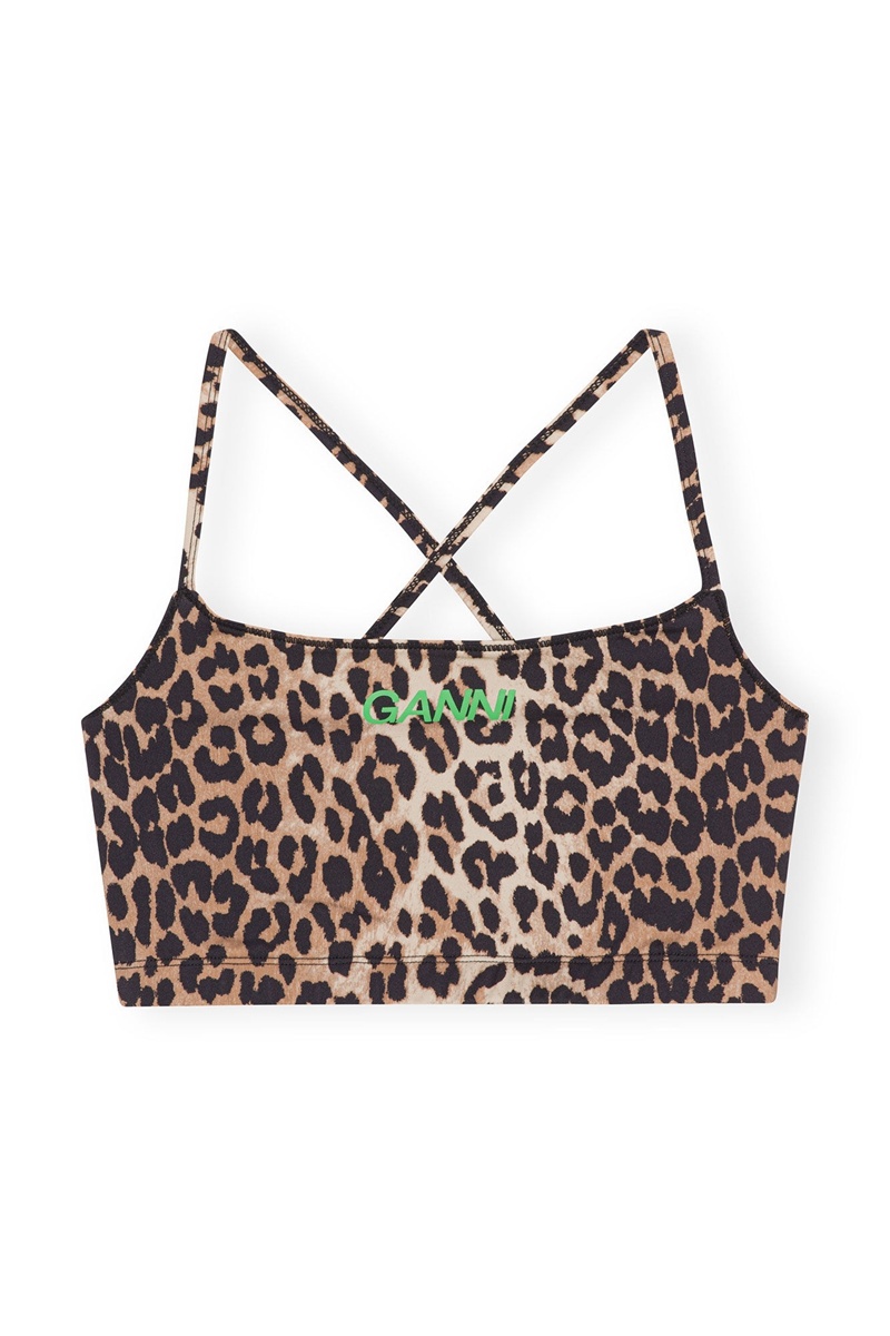 Ganni Active Riemen Oberteile Leopard | 028-KISNZC