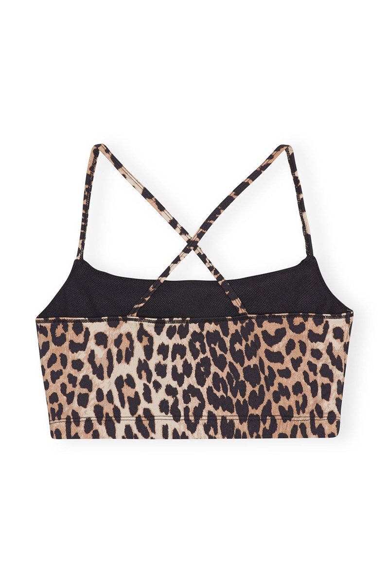 Ganni Active Riemen Oberteile Leopard | 028-KISNZC