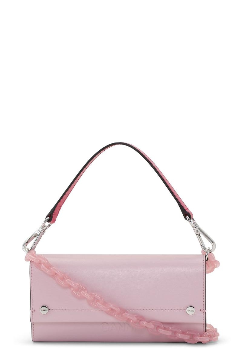 Ganni Banner Envelope Chain Geldbörse Rosa | 214-YHJZNA