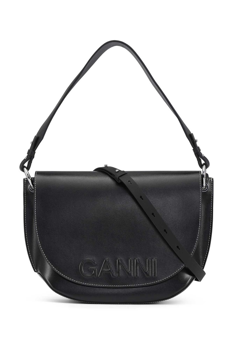 Ganni Banner Large Satteltaschen Schwarz | 351-LWNPXZ