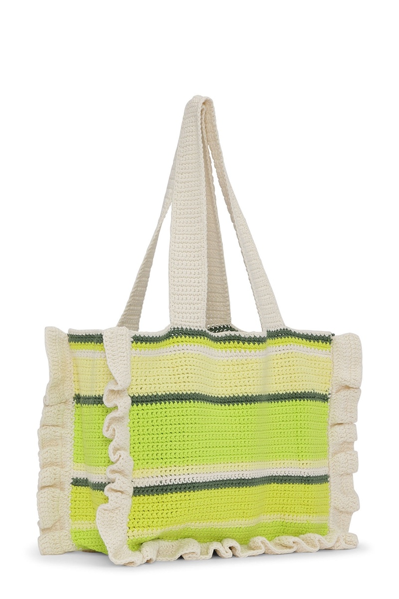 Ganni Baumwoll Crochet FrillBag Tragetasche Grün | 290-MQDCYR