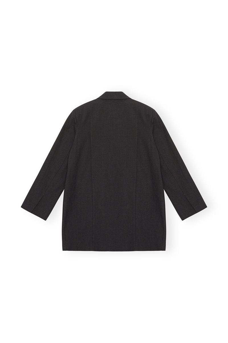 Ganni Baumwoll Suiting Oversized Blazer Schwarz | 931-LDIJUC