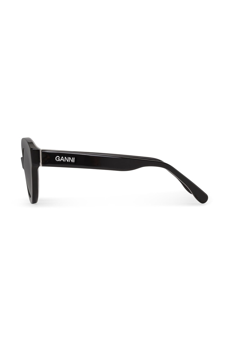 Ganni Biodegradable Acetate Chunky Round Sonnenbrille Schwarz | 169-ALVKPS