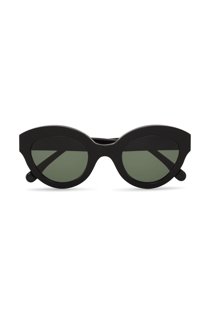 Ganni Biodegradable Acetate Chunky Round Sonnenbrille Schwarz | 169-ALVKPS