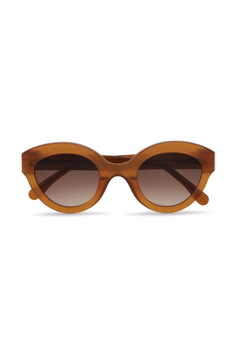 Ganni Biodegradable Acetate Chunky Round Sonnenbrille Braun | 312-RLGNYO