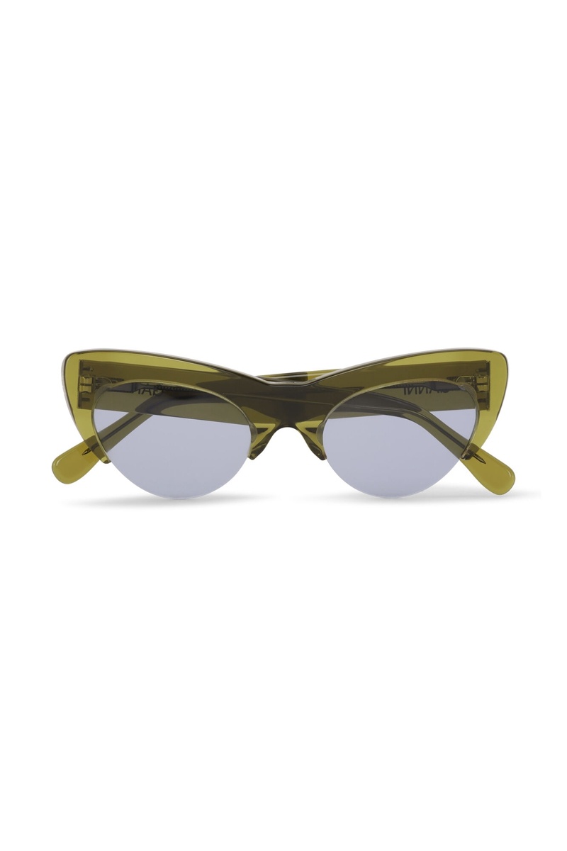 Ganni Biodegradable Acetate Cut Cat Sonnenbrille Grün | 126-YTCRBZ