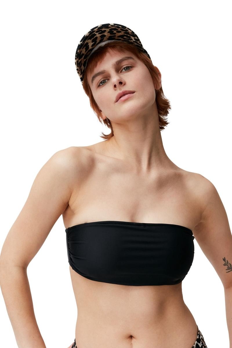 Ganni Bralette Bikini Top Bademode Schwarz | 385-AUGRYN