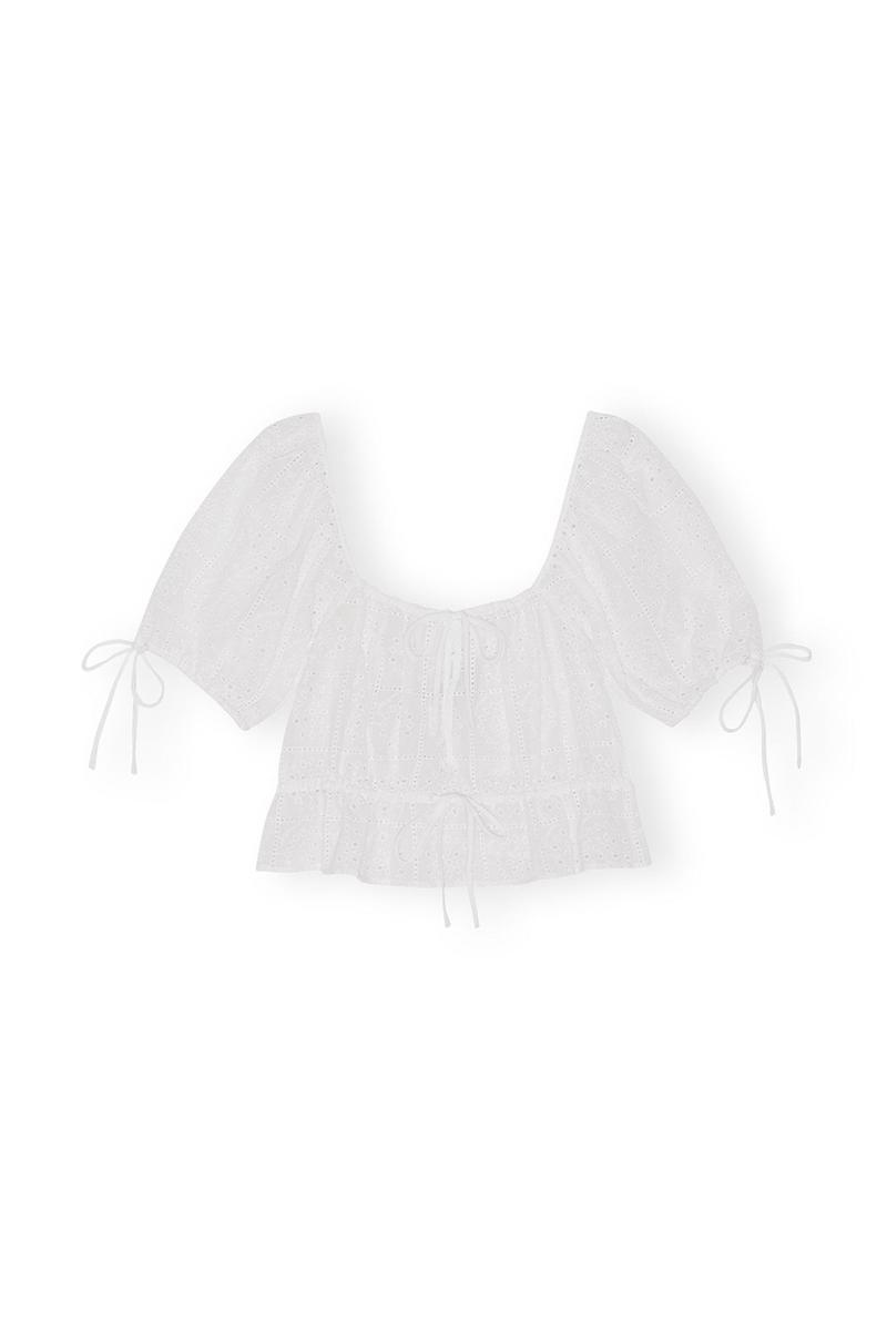 Ganni Broderie Anglaise Cropped Bademode Weiß | 469-CYDATN