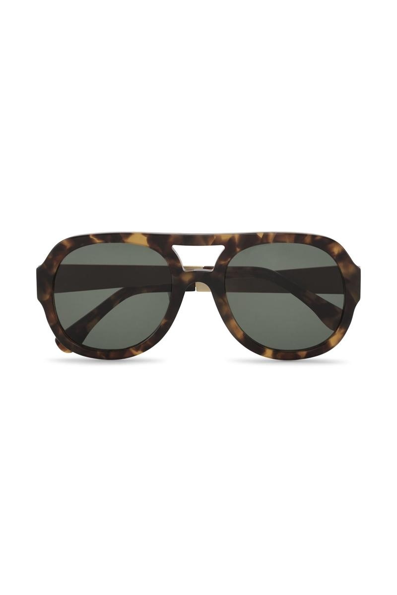 Ganni Chunky Aviator Sonnenbrille Schwarz Braun | 436-QJIPCU