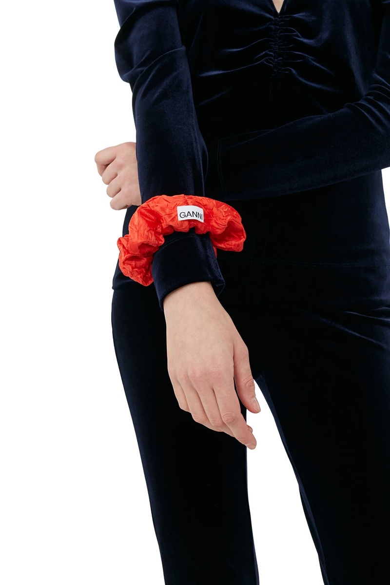 Ganni Crinkle Satin Scrunchie Haarschmuck Rot | 148-UDHMKB