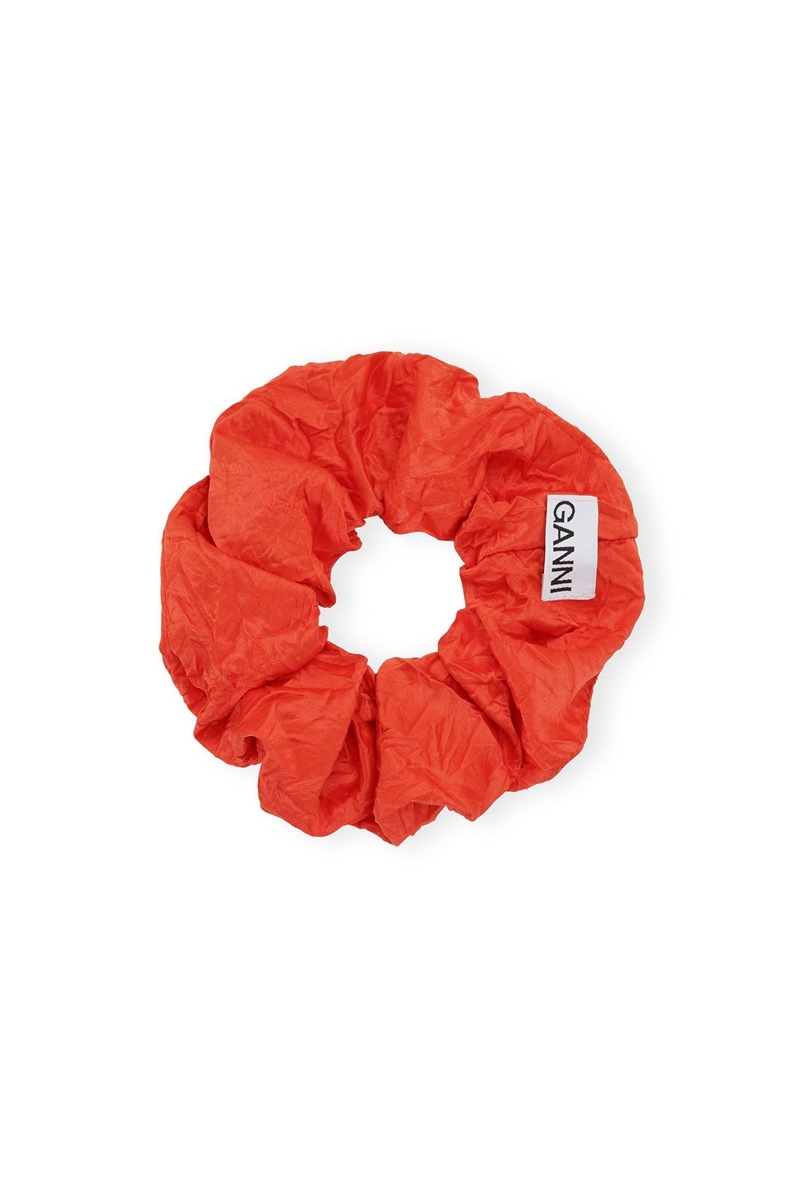 Ganni Crinkle Satin Scrunchie Haarschmuck Rot | 148-UDHMKB