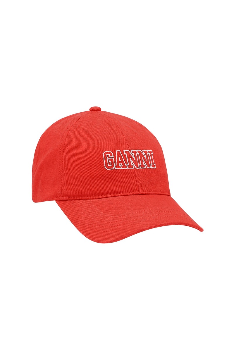 Ganni Embroidered Logo Hüte Rot | 371-ILAJFM