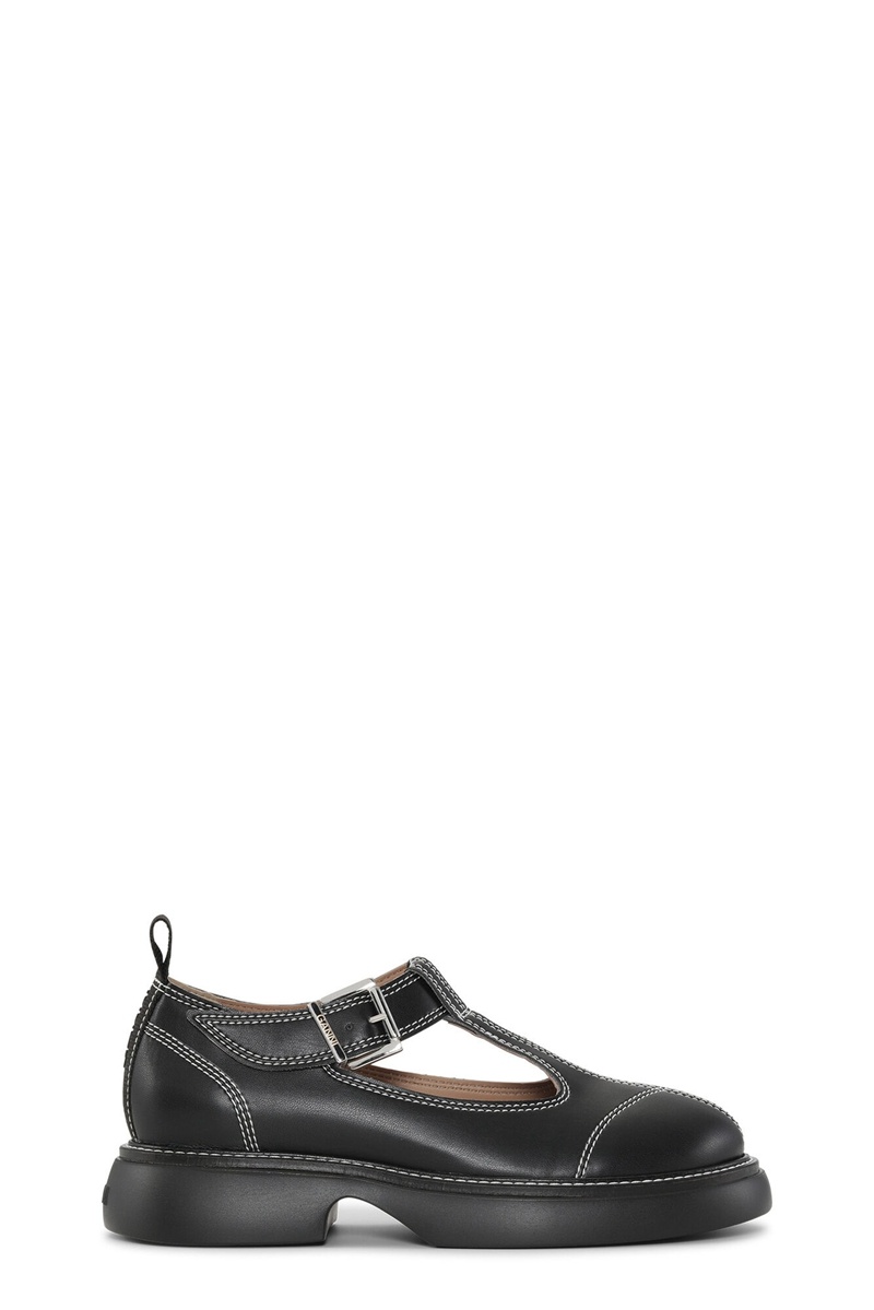 Ganni Everyday Schnallen Mary Jane Flat Schwarz | 819-FJZWKE