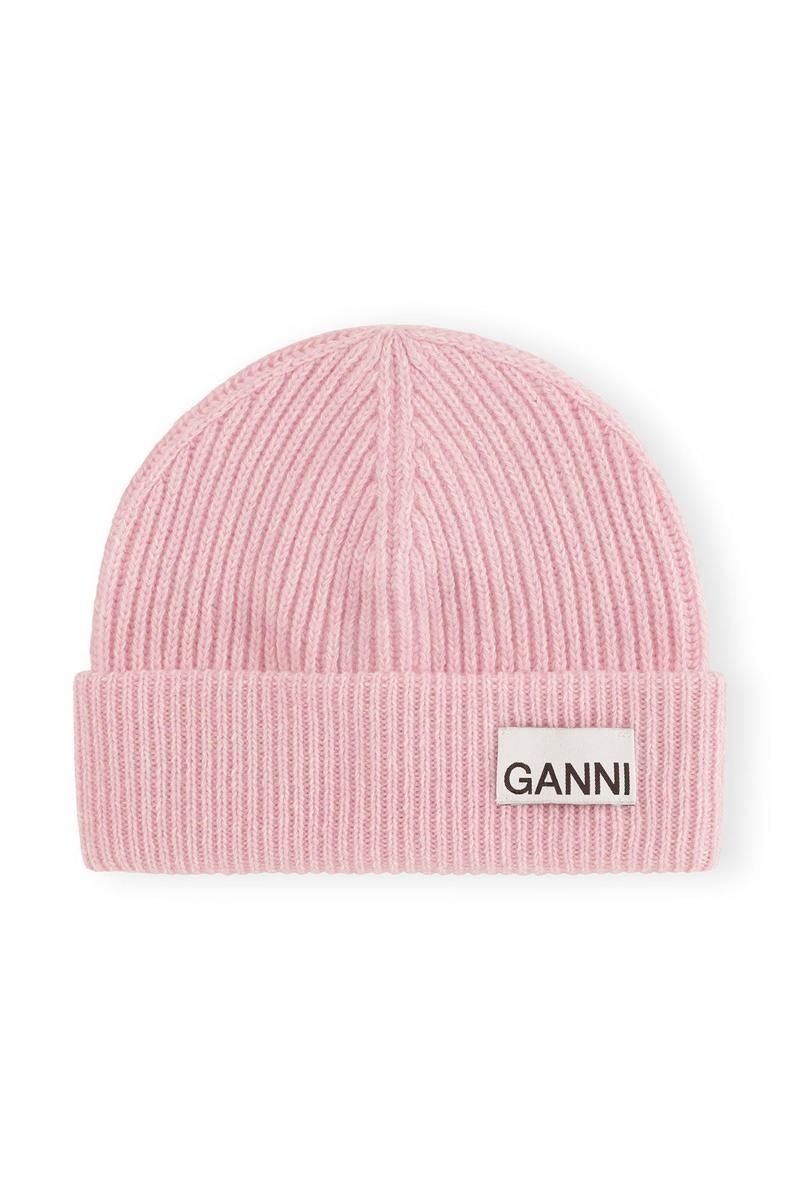 Ganni Fitted Rib Knit Wolle Mütze Lila | 267-ZALGRW