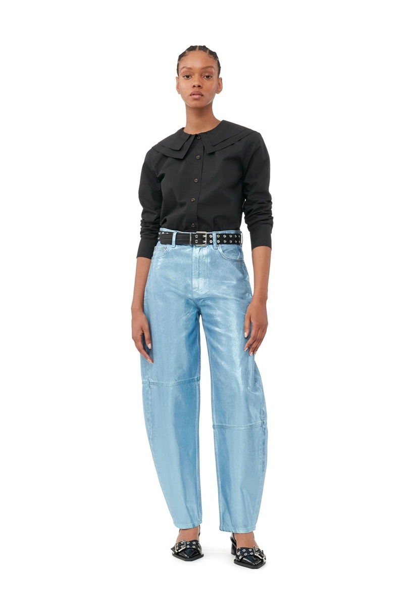 Ganni Foil Stary Jeans Hellblau | 083-JFLOQD