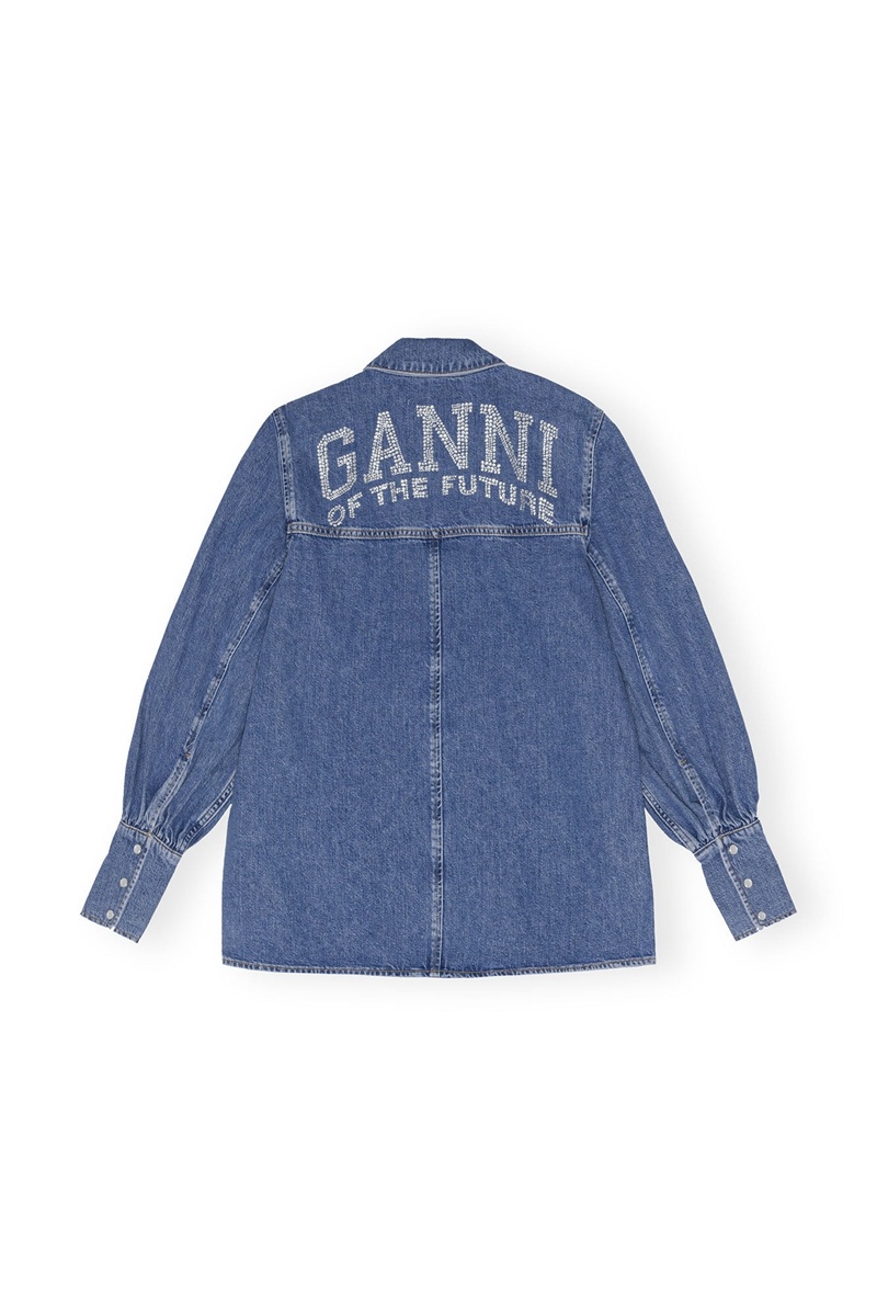 Ganni Future Denim Hemd Dunkelblau | 104-VELQJY