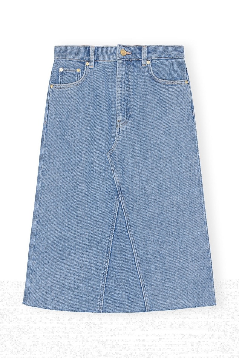 Ganni Heavy Denim Midi Röcke Hellblau Grau | 519-GONXDL