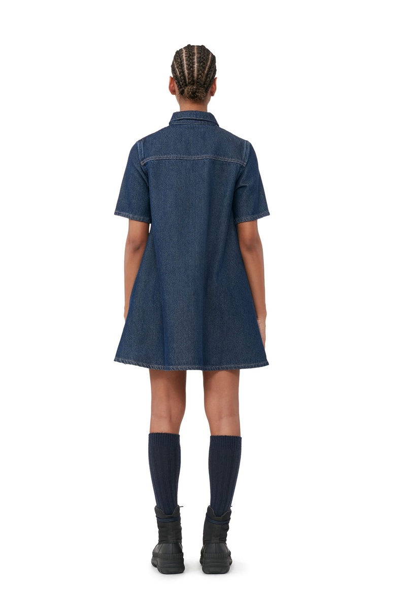 Ganni Heavy Denim Minikleid Navy | 278-BWTHFN