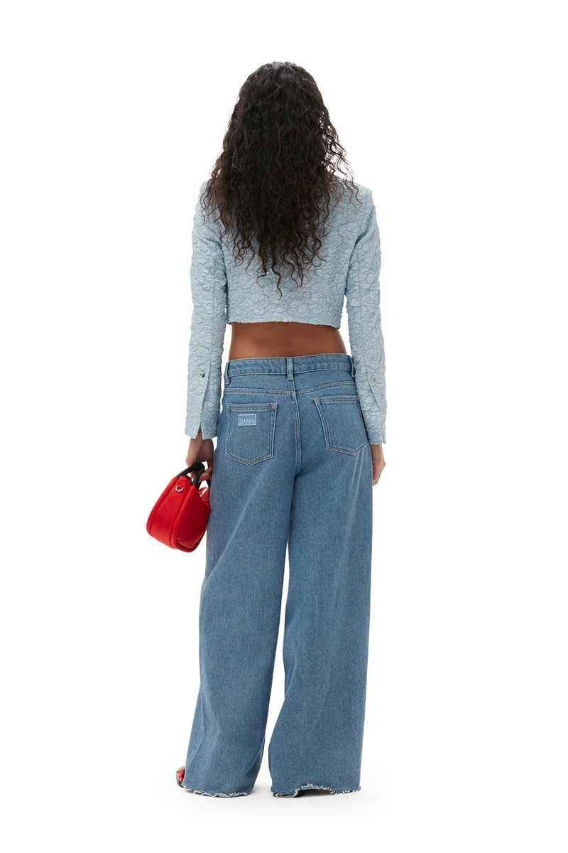 Ganni Heavy Denim Weite Drawstring Jeans Hellblau Grau | 325-ECDFUQ