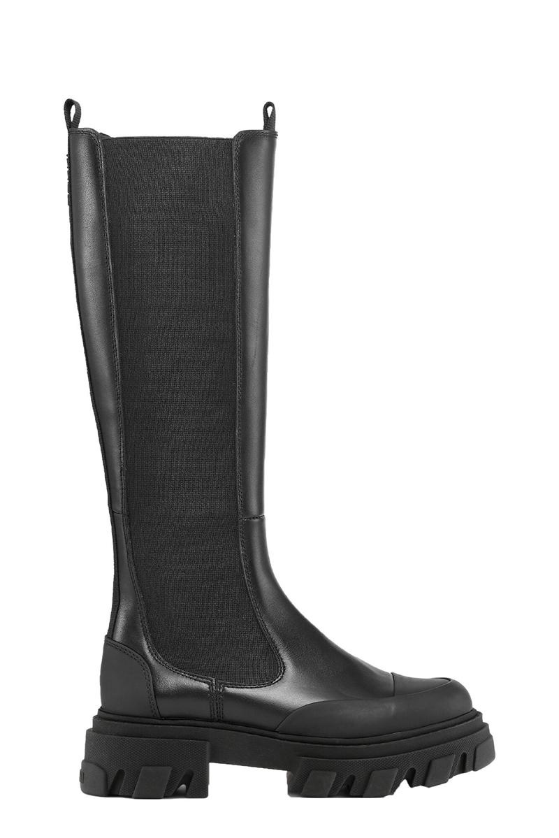 Ganni Knee-High Chelsea Stiefel Schwarz | 902-YJVWAO