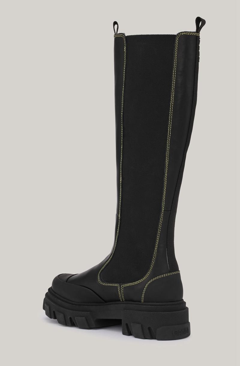 Ganni Knee Chelsea Stiefel Schwarz | 350-KSGYLU