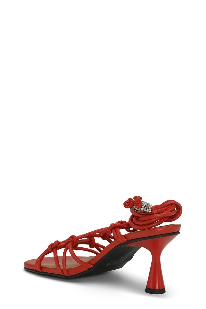 Ganni Knots High Sandalen Rot | 210-YFSBDJ