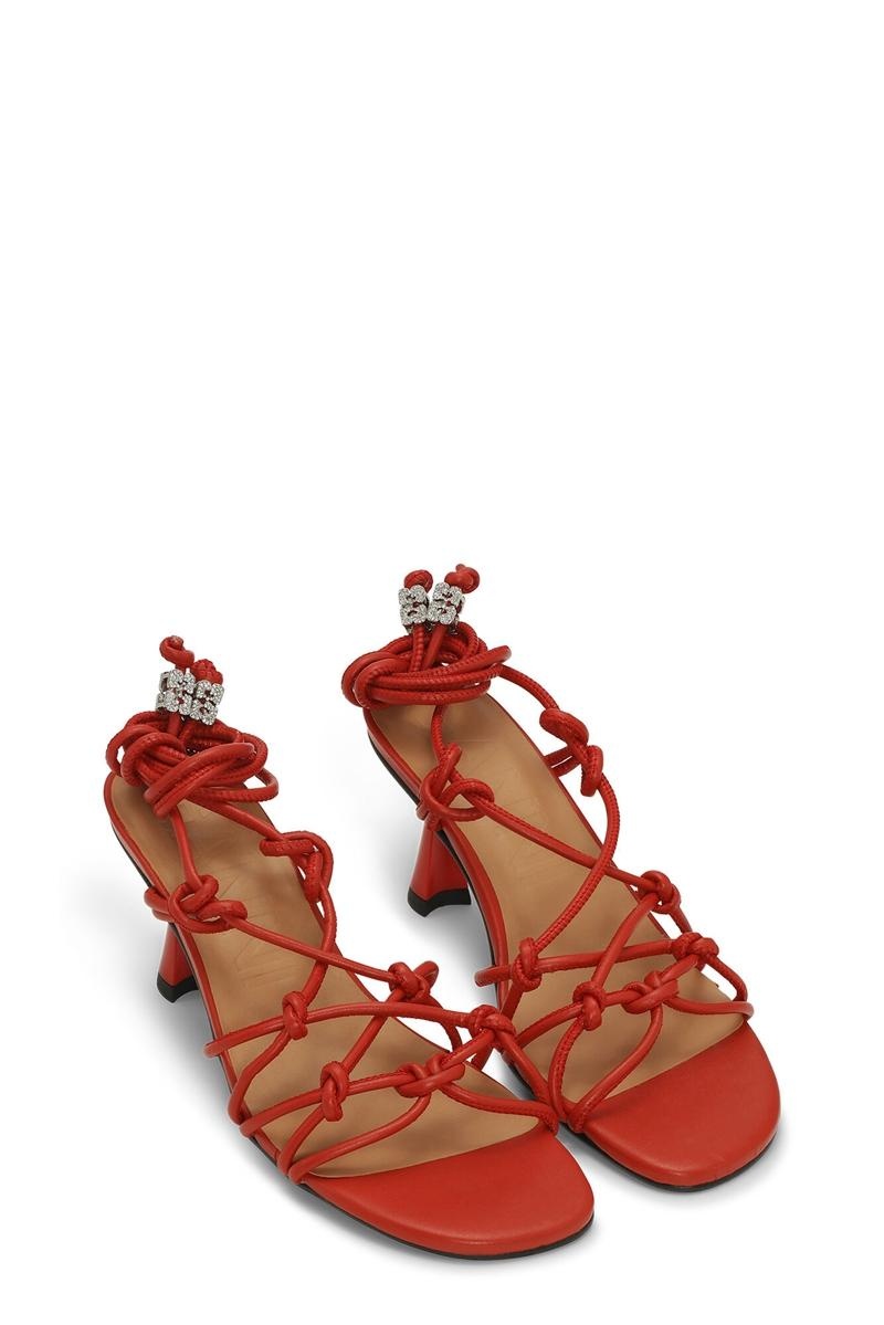 Ganni Knots High Sandalen Rot | 210-YFSBDJ