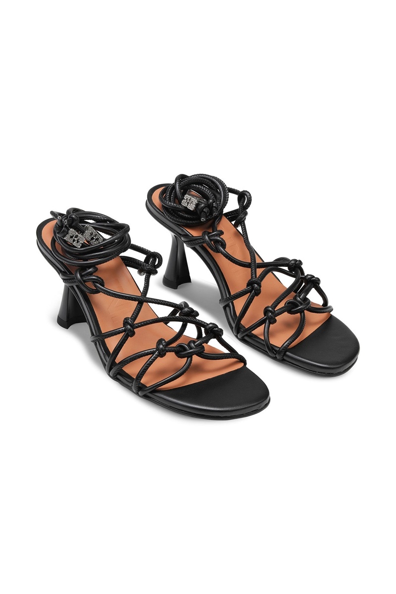 Ganni Knots High Sandalen Schwarz | 536-YQZIHL