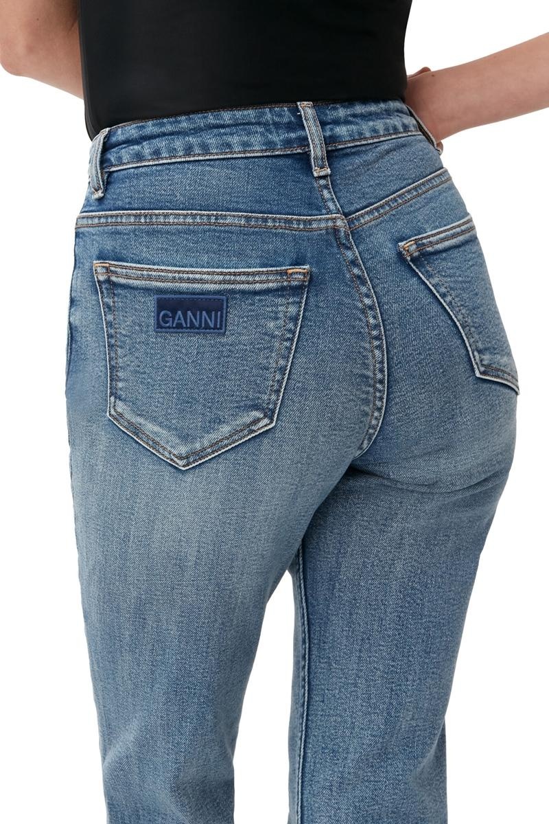 Ganni Kompfort Stretch Cutye Cropped Jeans Blau | 691-FXBOKE