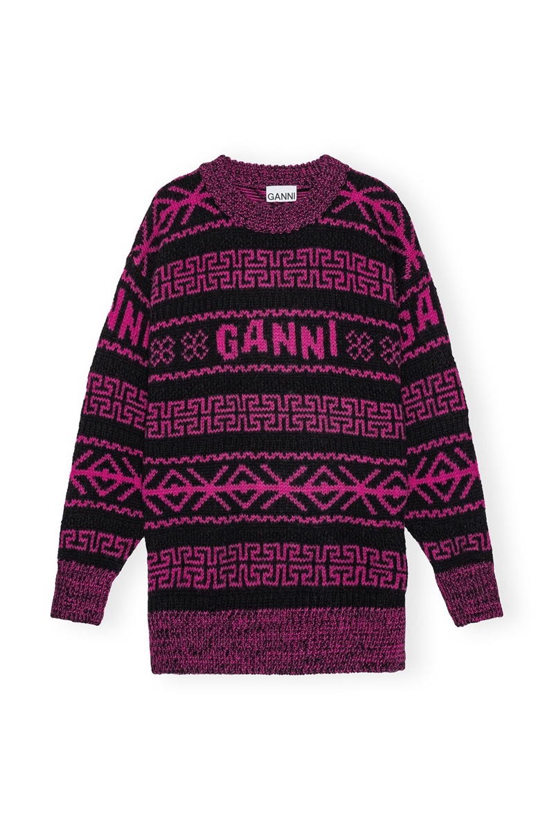 Ganni Lambswool Pullover Oberteile Blumen | 806-KXCSON