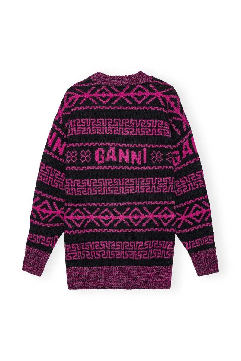 Ganni Lambswool Pullover Oberteile Blumen | 806-KXCSON