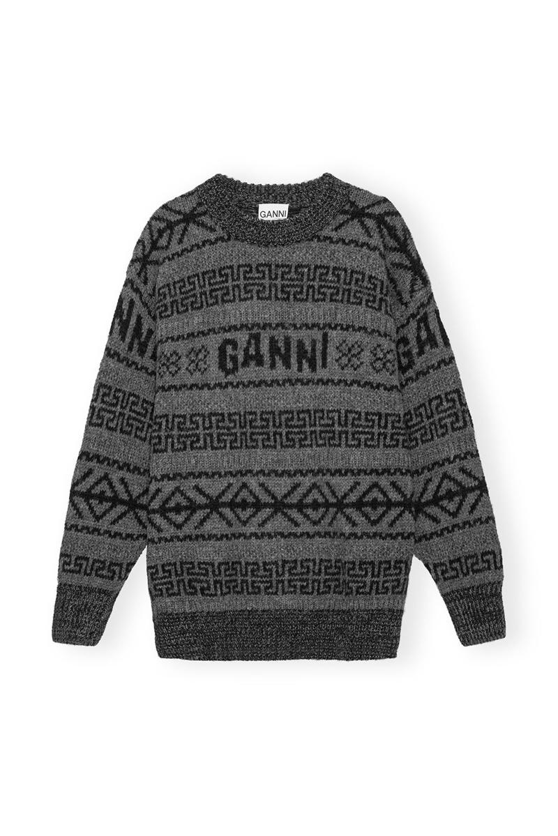 Ganni Lambswool Pullover Oberteile Grau | 639-KGSPRJ