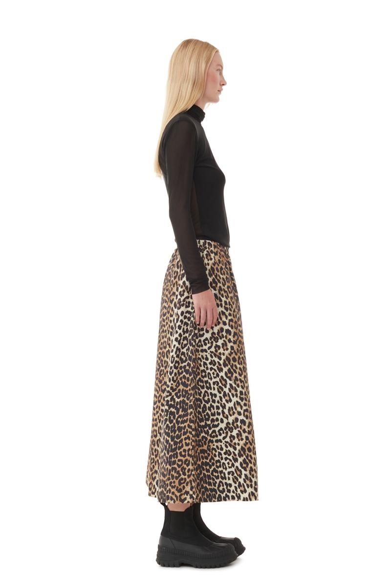 Ganni Leopard Printed Elasticated Röcke Leopard | 164-OXQRHM