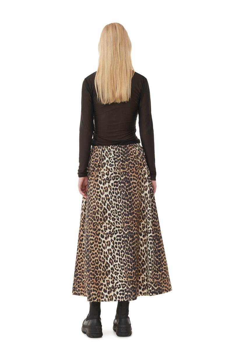 Ganni Leopard Printed Elasticated Röcke Leopard | 164-OXQRHM